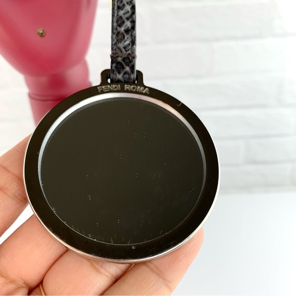 Authentic FENDI Mirror Floral Python Skin Leather Fur Bag Bug Charm - Picture 16 of 16